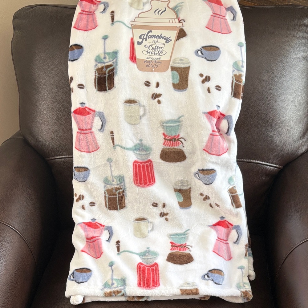 🫖 Cozy Coffee-Themed Fleece Blanket ☕️